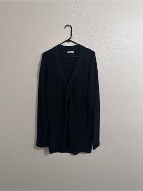 Zara Black Ribbed Knit Cardigan with Buttons